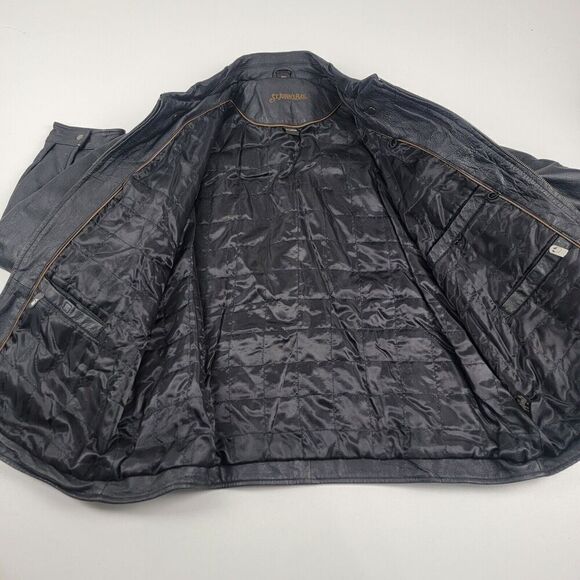 St Johns Bay Men Vintage Bomber Leather Jacket Brown Quilted Line Sz XLarge XL - Picture 11 of 12